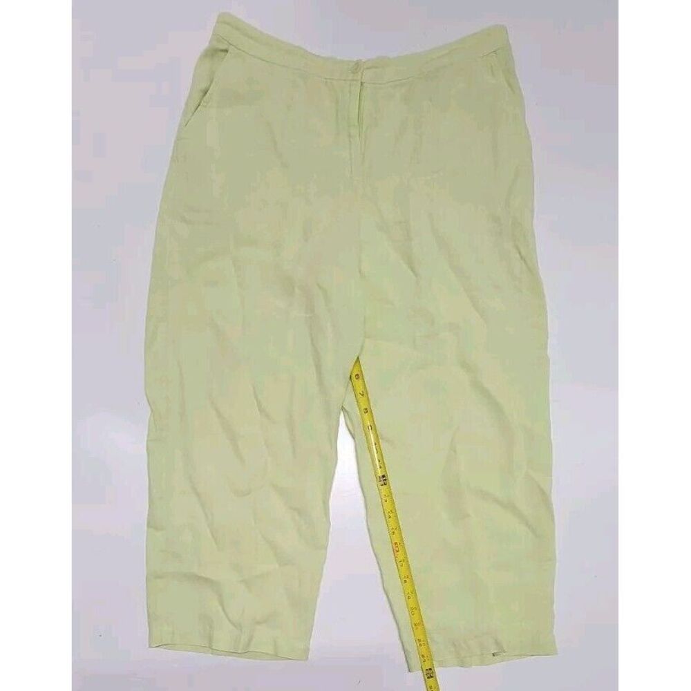 Eileen Fisher Linen Cropped Capri Pants Lime Yellow Color Women's Large 34x24